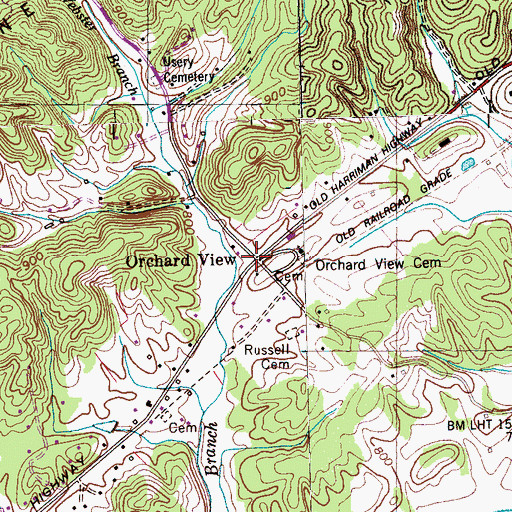 Topographic Map of Orchard View, TN