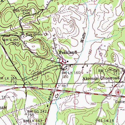 Topographic Map of Peakland, TN