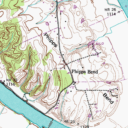 Topographic Map of Phipps Bend, TN