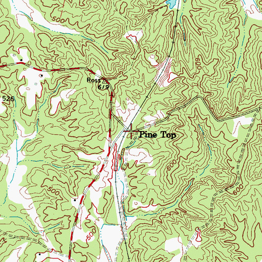 Topographic Map of Pine Top, TN