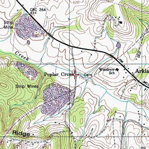 Topographic Map of Poplar Creek, TN