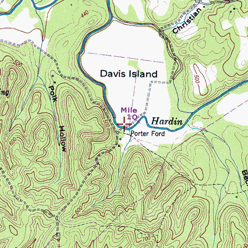 Topographic Map of Porter Ford, TN
