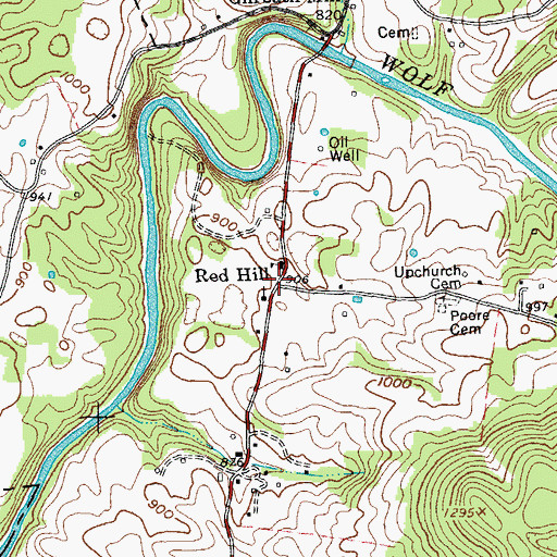 Topographic Map of Red Hill, TN