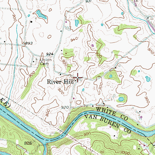 Topographic Map of River Hill, TN