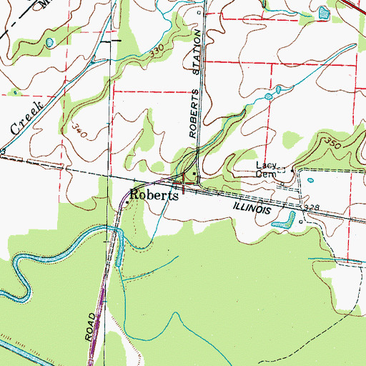 Topographic Map of Roberts, TN