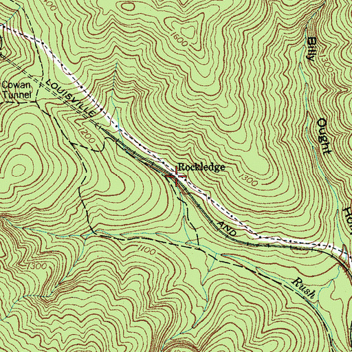 Topographic Map of Rockledge, TN