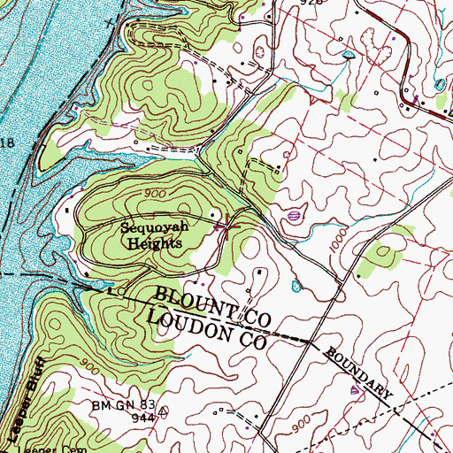 Topographic Map of Sequoyah Heights, TN