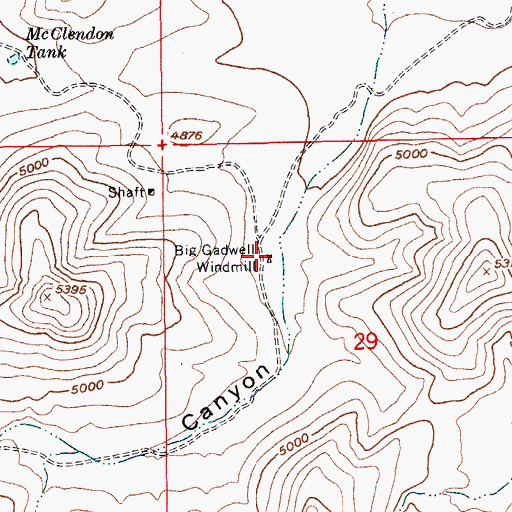 Topographic Map of Big Gadwell Windmill, AZ