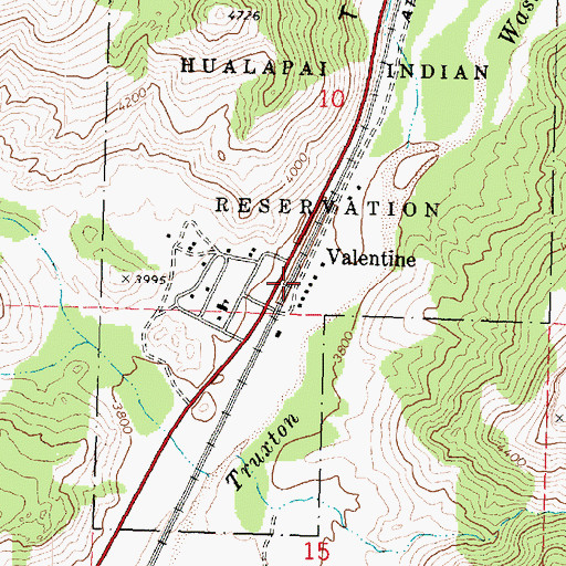 Topographic Map of Valentine, AZ