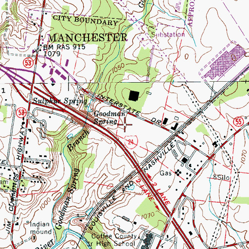 Topographic Map of Medical Center of Manchester, TN