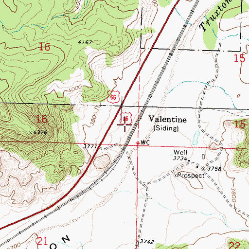 Topographic Map of Valentine, AZ