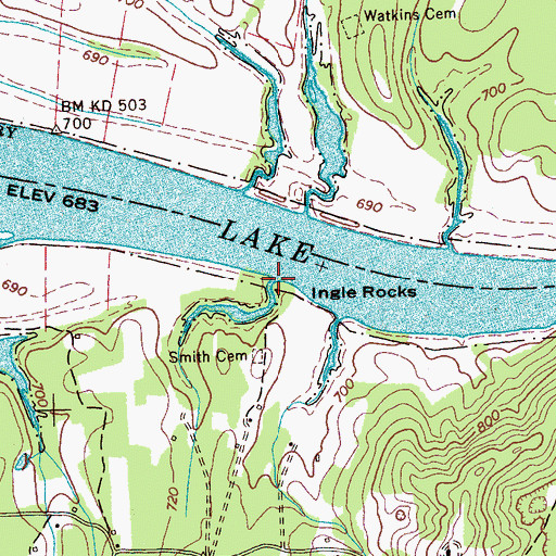 Topographic Map of Englerock Landing, TN