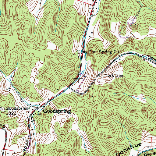 Topographic Map of Greggs Mill (historical), TN