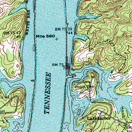 Topographic Map of Picketts Landing (historical), TN