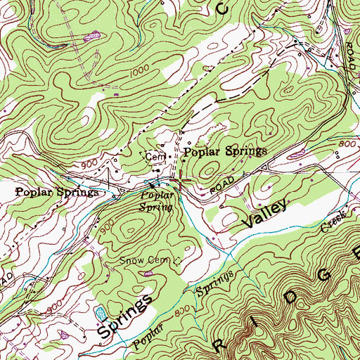 Topographic Map of Poplar Springs School (historical), TN