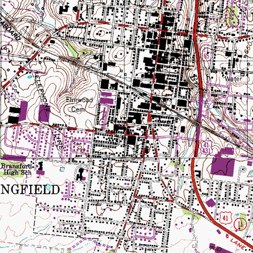 Topographic Map of First Baptist Church, TN