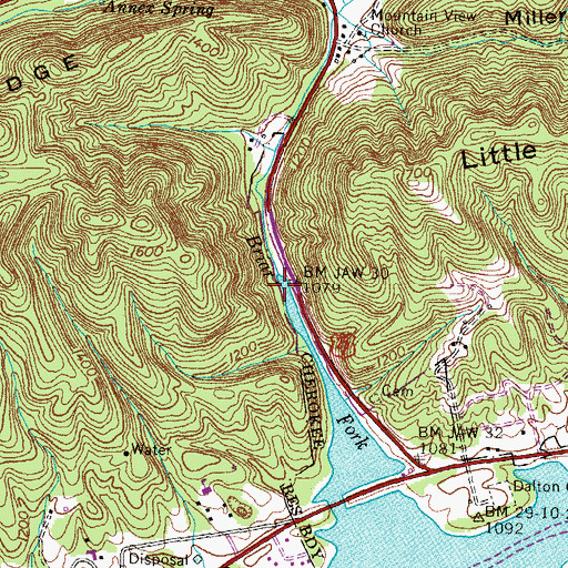 Topographic Map of Briar Fork Church (historical), TN