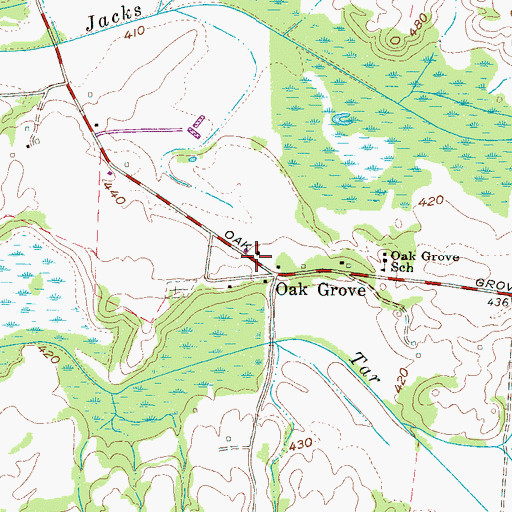 Topographic Map of Oak Grove Cumberland Presbyterian Church, TN