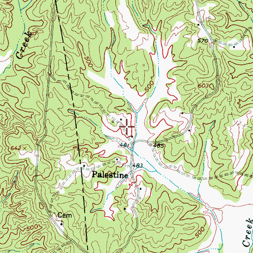 Topographic Map of Palestine Church (historical), TN