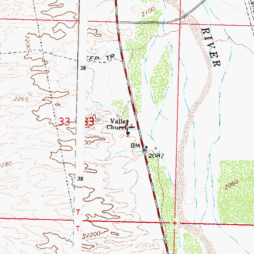 Topographic Map of Valley Church, AZ