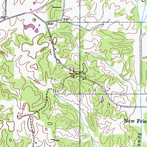 Topographic Map of Union Grove Church (historical), TN