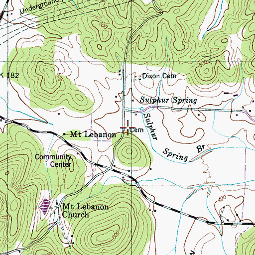 Topographic Map of Mount Lebanon Church (historical), TN