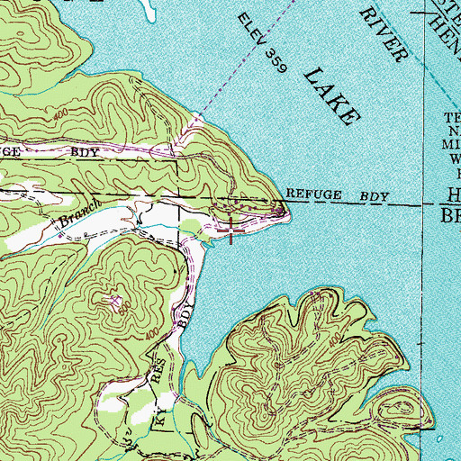 Topographic Map of Grannys Branch Dock, TN