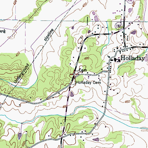 Topographic Map of Holladay Church (historical), TN