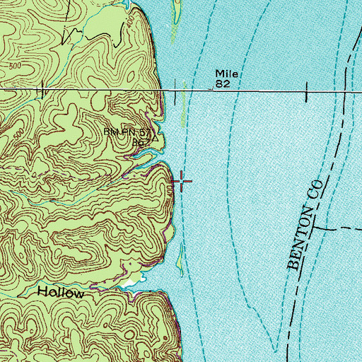 Topographic Map of Whiteoak Landing (historical), TN