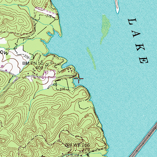 Topographic Map of Whites Camp Dock, TN
