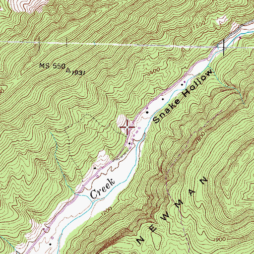 Topographic Map of Yellow Springs School (historical), TN