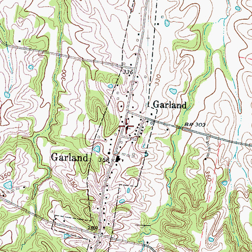 Topographic Map of Garland Baptist Church, TN