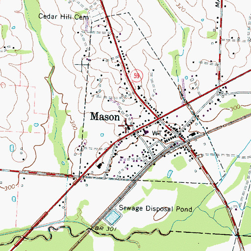 Topographic Map of Mason School (historical), TN
