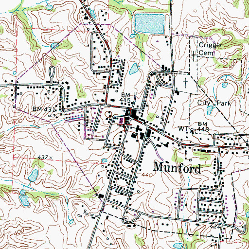 Topographic Map of Munford United Methodist Church, TN