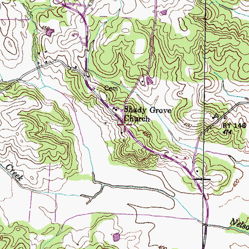 Topographic Map of Shady Grove School (historical), TN