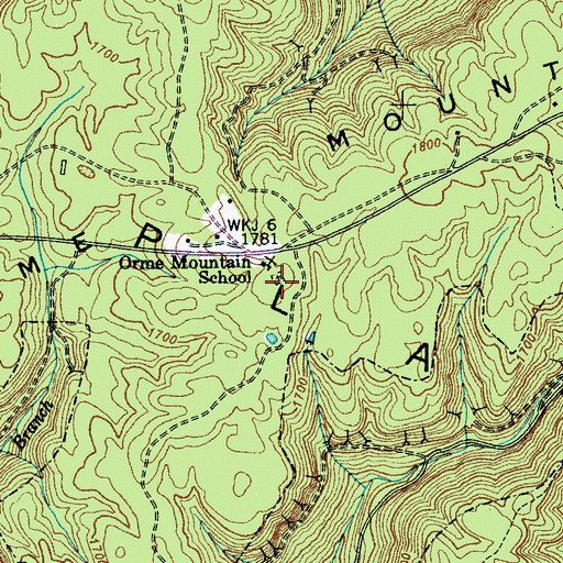 Topographic Map of Orme Mountain Cemetery, TN