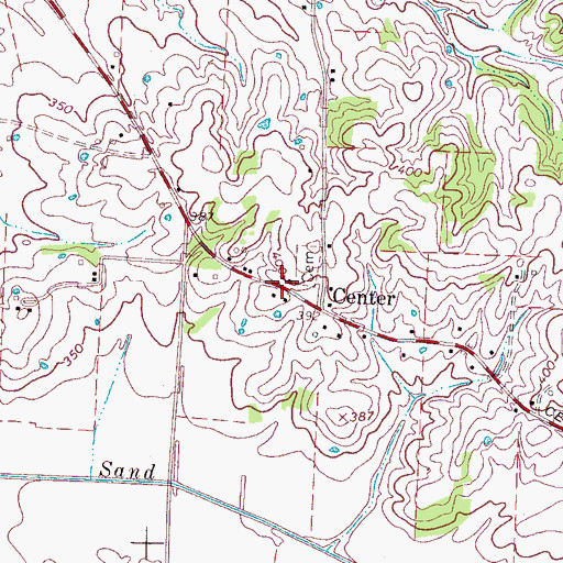 Topographic Map of Center Church, TN