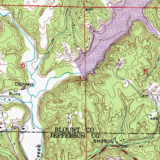 Topographic Map of Mountain Woods Lake Dam, AL