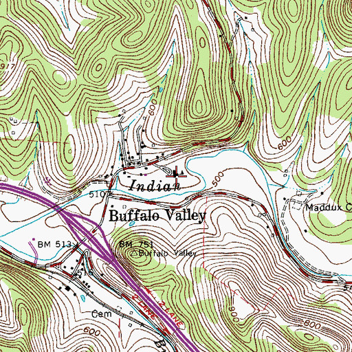 Topographic Map of Buffalo Valley School (historical), TN
