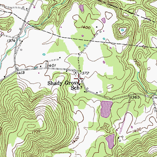 Topographic Map of Shady Grove Church, TN