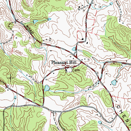 Topographic Map of Pleasant Hill School (historical), TN