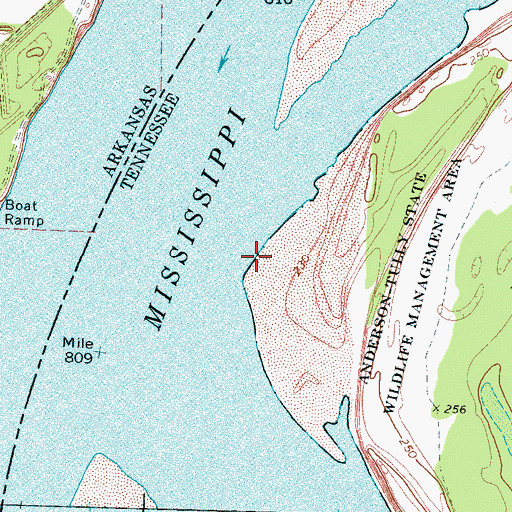 Topographic Map of Ruckers Point Landing (historical), TN