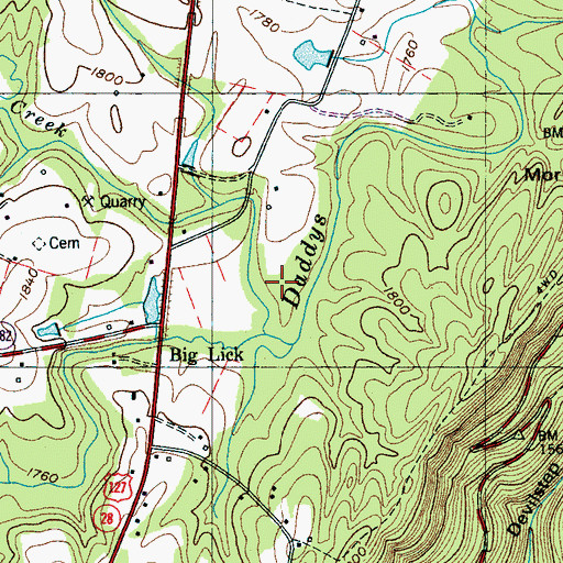 Topographic Map of Pugh Cemetery, TN