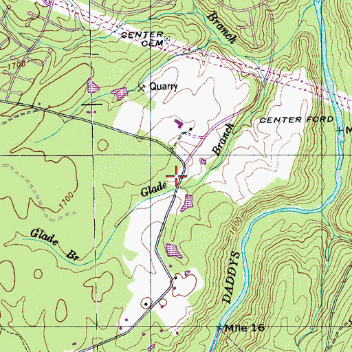 Topographic Map of Center School (historical), TN