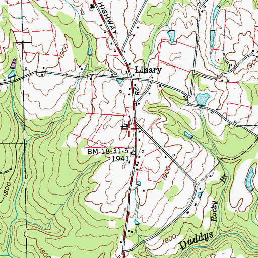 Topographic Map of Linary Church of Christ, TN