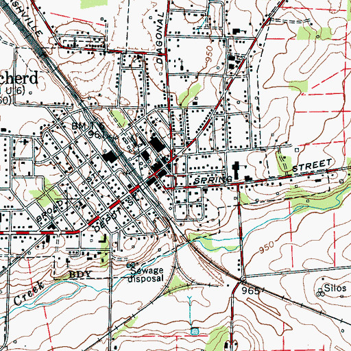 Topographic Map of Decherd City Hall, TN