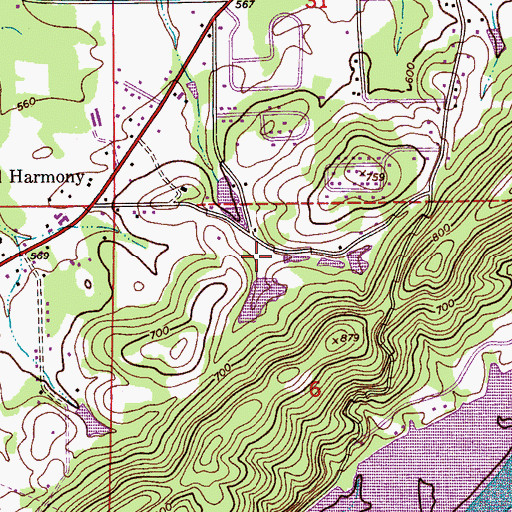 Topographic Map of Cardwell Dam, AL