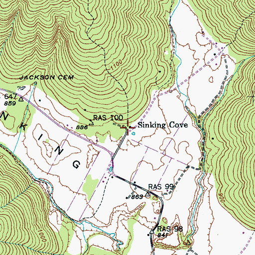 Topographic Map of Sinking Cove, TN