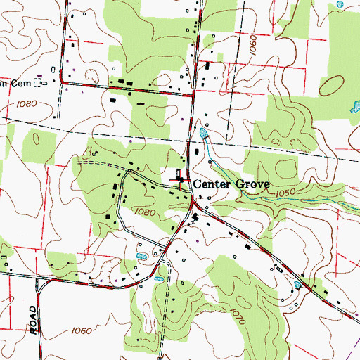 Topographic Map of Center Grove School (historical), TN