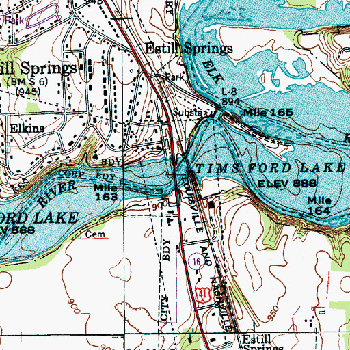 Topographic Map of Estill Springs Bridge, TN